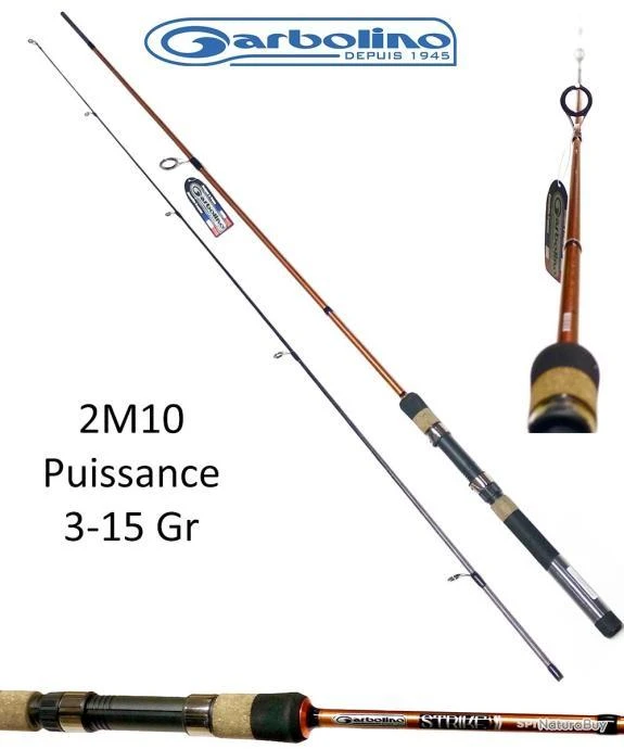 Canne Leurre / Truite Spin Light Garbolino 2M10 En 3-15 Gr 3 Canne Leurre / Truite Spin Light Garbolino 2M10 En 3-15 Gr