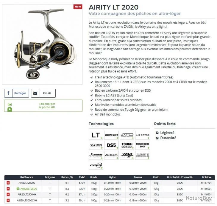 Airity LT 2020 3000 CXH Moulinet Spinning Daiwa 4 Airity LT 2020 3000 CXH Moulinet Spinning Daiwa – Image 2