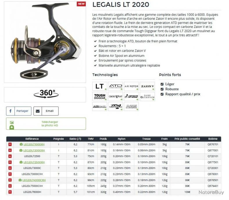 Legalis LT 2020 1000 XH Moulinet Spinning Daiwa 4 Legalis LT 2020 1000 XH Moulinet Spinning Daiwa – Image 2