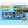 Kit Truite Mepps Or - Argent - Noir - Jaune - Rouge 7 Cuillers Différentes 16.4 Cm -Daiw Peche Magasin 00004 Kit Truite Mepps Or Argent Noir Jaune Rouge 7 cuillers differentes 16.4 cm